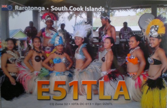 Rarotonga Island South Cook Islands E51TLA QSL